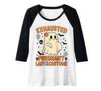 Mujer Disfraz de Mujer Embarazada agotada Linda mamá Fantasma para ser Camiseta Manga Raglan