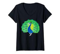 Mujer Disfraz de Pavo Real Camiseta Cuello V
