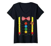 Mujer Disfraz De Payaso con Tirantes Disfraz De Carnaval Disfraz Camiseta Cuello V