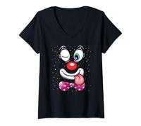 Mujer Disfraz De Payaso con Tirantes Disfraz De Carnaval Disfraz Camiseta Cuello V