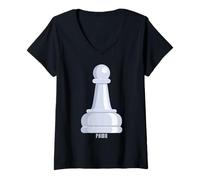 Mujer Disfraz de peón Blanco Camiseta Cuello V