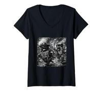 Mujer Disfraz de Pug Divertido para niños y niñas, Disfraz Retro de Pirata, Adolescentes y Adultos Camiseta Cuello V