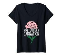 Mujer Disfraz Divertido de Florista de Halloween de fingir Que Soy un Clavel Camiseta Cuello V