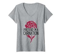 Mujer Disfraz Divertido de Florista de Halloween de fingir Que Soy un Clavel Camiseta Cuello V
