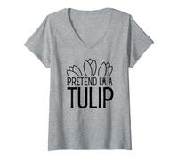 Mujer Disfraz Divertido de Florista de Halloween de fingir Que Soy un tulipán Camiseta Cuello V