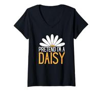 Mujer Disfraz Divertido de Florista de Halloween de fingir Que Soy una Margarita Camiseta Cuello V