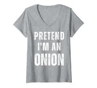 Mujer Disfraz Divertido de Halloween a Juego de fingir Que Soy una Cebolla Camiseta Cuello V