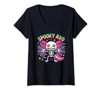 Mujer Disfraz Espeluznante de Axolotl Halloween Vibes Lindo Espeluznante AXO Camiseta Cuello V