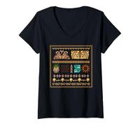 Mujer Disfraz fácil de Halloween Antiguo Maya Camiseta Cuello V