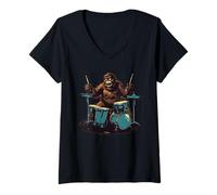 Mujer Disfraz genial de pie grande balancín para baterista Camiseta Cuello V
