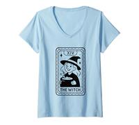 Mujer Disfraz mágico de Halloween de la Carta del Tarot de la Bruja Camiseta Cuello V