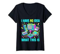 Mujer Disfraz para niños y niñas con Texto en inglés I Have No Idea What This Is 90s Boys 80s Camiseta Cuello V