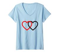 Mujer Disfraz superpuesto de Corazones vinculados Camiseta Cuello V