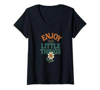 Mujer Disfruta de la Margarita Little Things Camiseta Cuello V