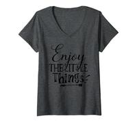 Mujer Disfruta de Las pequeñas Cosas Inspiración Diaria Momentos conscientes Camiseta Cuello V