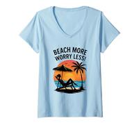Mujer Disfruta de relajantes días de verano con Beach Vibes Camiseta Cuello V