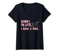 Mujer Disney 101 Dalmatians "Sorry I'm Late, I Saw a Dog" Funny Camiseta Cuello V