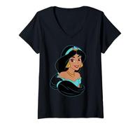 Mujer Disney Aladdin Princess Jasmine Big Face Costume Camiseta Cuello V