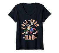 Mujer Disney "All-Star Dad" Goofy Chip 'n Dale Soccer Father's Day Camiseta Cuello V