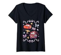 Mujer Disney and Pixar's Cars Lightning Mater Cute Chibi Coquette Camiseta Cuello V