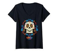 Mujer Disney and Pixar's Coco Papel Picado Sugar Skull Camiseta Cuello V