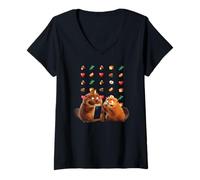 Mujer Disney and Pixar's Hoppers King George & Mabel Emoji Message Camiseta Cuello V