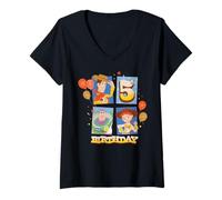 Mujer Disney and Pixar's Toy Story 5th Birthday Fifth B-Day Party Camiseta Cuello V