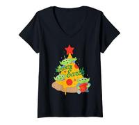 Mujer Disney and Pixar's Toy Story Aliens Christmas Pizza on Earth Camiseta Cuello V