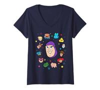 Mujer Disney and Pixar's Toy Story Buzz Lightyear Big Face Collage Camiseta Cuello V