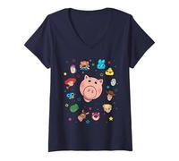 Mujer Disney and Pixar's Toy Story Hamm Big Face Collage Camiseta Cuello V