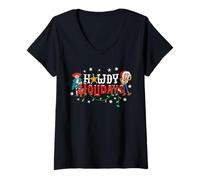 Mujer Disney and Pixar's Toy Story Howdy Holidays Woody & Jessie Camiseta Cuello V