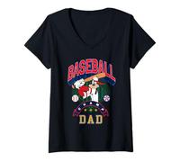 Mujer Disney Baseball Dad Sports Goofy Father's Day Tee Camiseta Cuello V