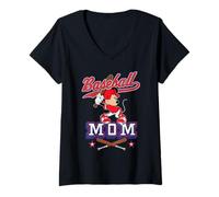 Mujer Disney Baseball Mom Sports Minnie Mouse Mother's Day Tee Camiseta Cuello V