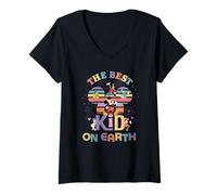 Mujer Disney Best Kid on Earth Mickey & Friends Family Trip Camiseta Cuello V