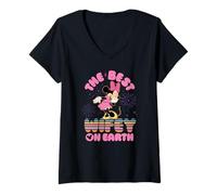 Mujer Disney Best Wifey on Earth Mickey & Minnie Couple's Trip Camiseta Cuello V