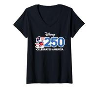 Mujer Disney Celebrates America 250 Mickey Mouse 4th of July USA Camiseta Cuello V