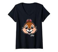 Mujer Disney Chip Big Face Chip 'n Dale Chipmunk Trip Matching Camiseta Cuello V