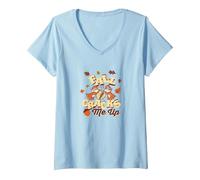 Mujer Disney Chip ‘n’ Dale Fall Cracks Me Up Funny Autumn Camiseta Cuello V, Azul Bebé, S