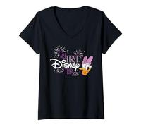 Mujer Disney Daisy Duck My First Disney Trip 2026 Vacation Camiseta Cuello V