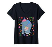 Mujer Disney Dumbo & Mrs. Jumbo Elephant Mom and Baby Son Collage Camiseta Cuello V