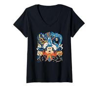 Mujer Disney Fantasia Mickey Mouse Sorcerer’s Apprentice Retro Camiseta Cuello V