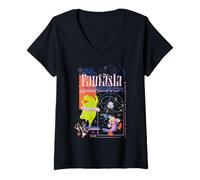 Mujer Disney Fantasia Sorcerer's Apprentice Mickey & Hippo Retro Camiseta Cuello V