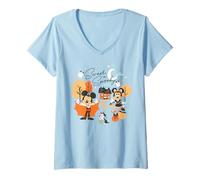 Mujer Disney Halloween Mickey & Minnie Sweet and Spooky Cute Fall Camiseta Cuello V