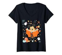 Mujer Disney Halloween Mickey Mouse Cute Vampire Costume Collage Camiseta Cuello V