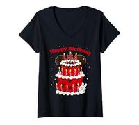 Mujer Disney Happy Birthday USA Mickey Mouse Cake 4th of July 250 Camiseta Cuello V