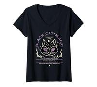 Mujer Disney Hocus Pocus Thackery Binx Black Cat Magic Halloween Camiseta Cuello V