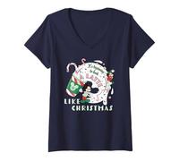 Mujer Disney It's Beginning to Look a Latte Like Christmas Coffee Camiseta Cuello V