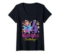Mujer Disney Jr. Sofia the First My 4th Wand-erful Birthday Party Camiseta Cuello V