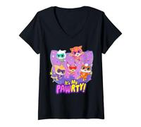 Mujer Disney Jr. SuperKitties It's My PAWrty! Kid's Birthday Party Camiseta Cuello V