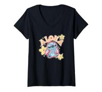 Mujer Disney Lilo & Stitch Aloha Cute Stitch Bright Big Chest Logo Camiseta Cuello V